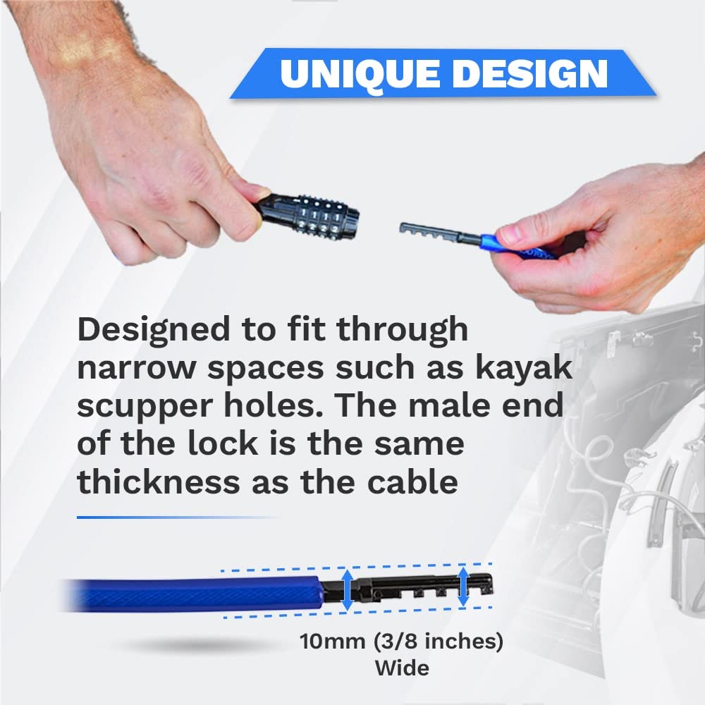 DocksLocks Security Cable Lock (5' to 25’ Lengths) with Combination, 5ft