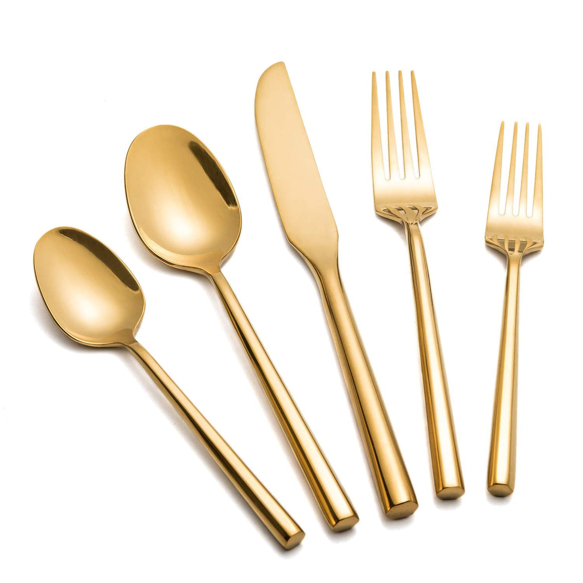 Kelenfer Gold Silverware Set with Hexagon Handle 30 Pieces Service for 6