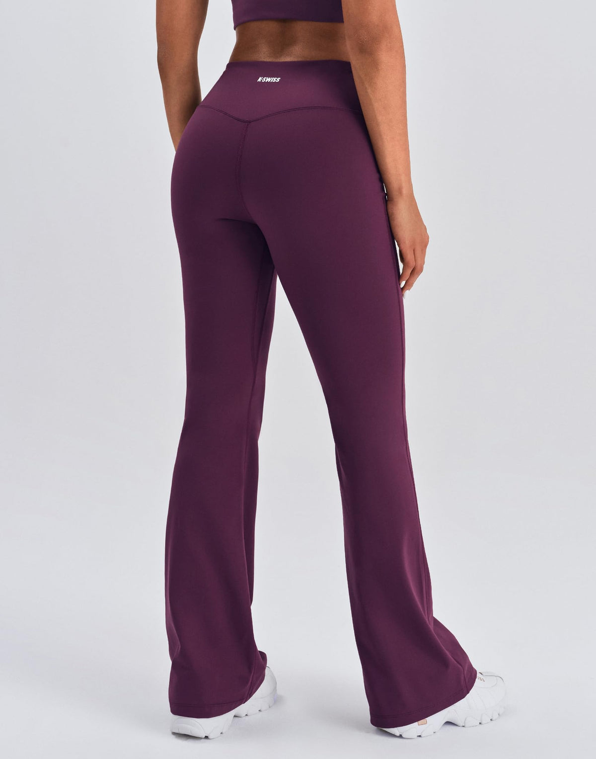 K-Swiss Flare Leggings for Women 32" - High Waist Wide Leg Bell Bottom Bootcut Yoga Pants for Casual Lounge, Purple/MISC S
