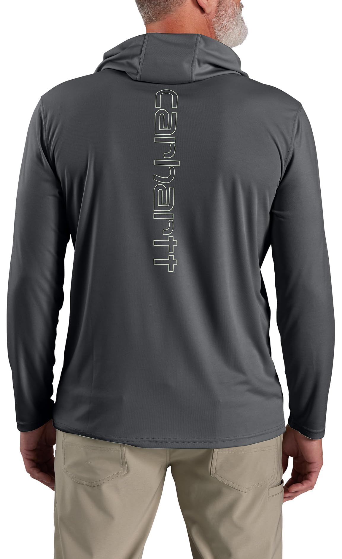 Carhartt Men's Force Sun Defender™ Lightweight Long-Sleeve Hooded Logo Graphic T-Shirt, Steel, Medium