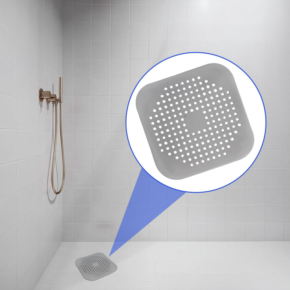 4 Pack Shower Drain Hair Catcher, Silicone Hair Stopper with Suction Cup, Drain Strainer for Bathroom, Bathtub & Kitchen Sink - Grey