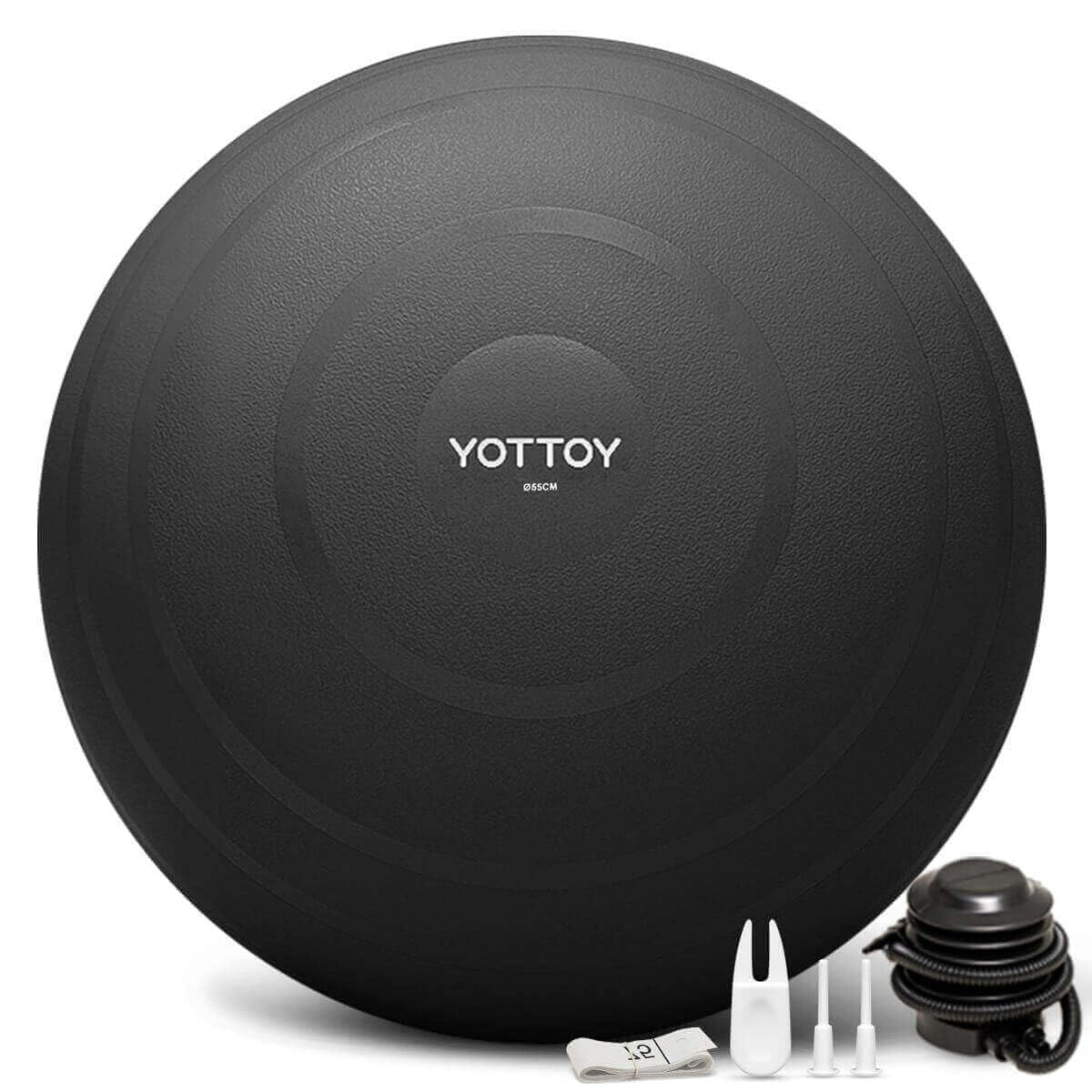 YOTTOY Anti-Burst Exercise Ball for Working Out, Yoga Ball for Pregnancy,Extra Thick Workout Ball for Physical Therapy,Fitness with Pump (Dark)