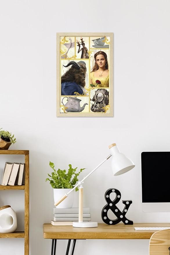 Trends International Disney Beauty And The Beast - Group Wall Poster, 22.4L x 14.7W, Blonde Framed Version