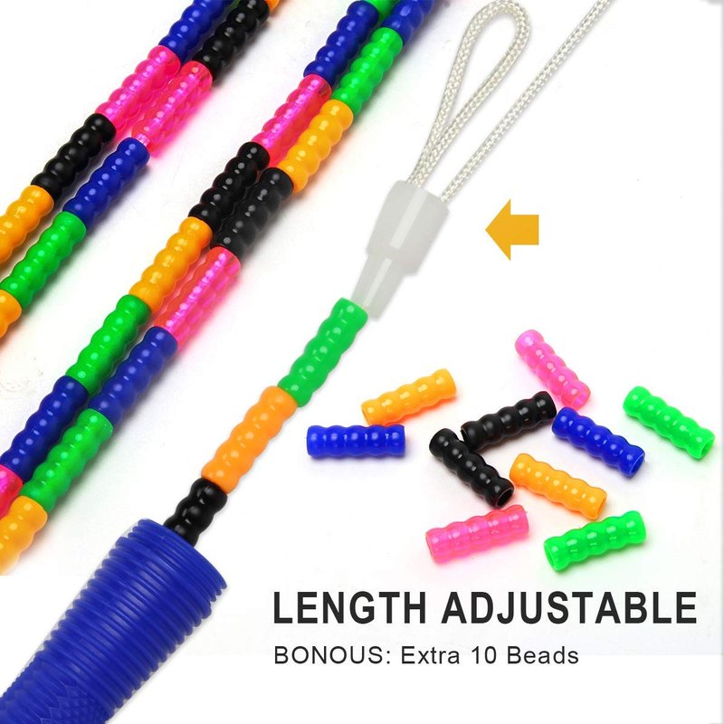 Coolrunner 16 FT Long Jump Rope(2 PACK), Double Dutch Jump Ropes, Soft Beaded Skipping for Kids Adults, Plastic Segmented Long Enough for 4-5 Jumpers(Rainbow) (Style 1) (Green) (Blue) (Blue) ﻿