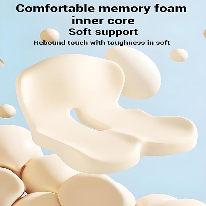 Memory Foam Contoured Seat Cushion with L-Shaped Ergonomic Design for Office Chair Car Seats  Seat Cushion for Truck Driver, Truck Car Seat Cushions for Driving Lumbar Support(Black)