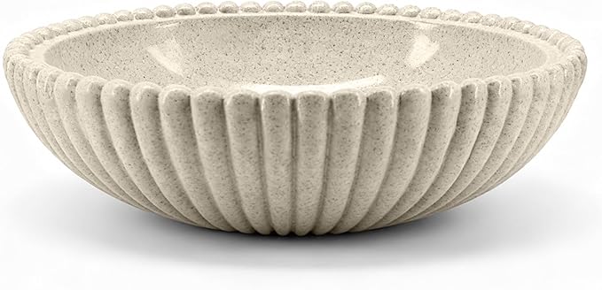 Large Decorative Bowl for Home Decor 12 Inch Resin Fruit Bowl Sandstone Ruffle Key Bowl for Coffee Table Shallow Centerpiece Bowl Catch All Bowl for Kitchen Counter, Entryway, Living Room