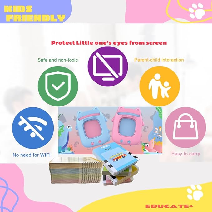 Preschool Toys, Montessori Toys for 1+ Year Old, Talking Flash Cards with 274 Sight Words (Double-Sided PVC Alphabet Flash Cards & More), Pocket Speech, See and Say, Autistic Kids Must Haves