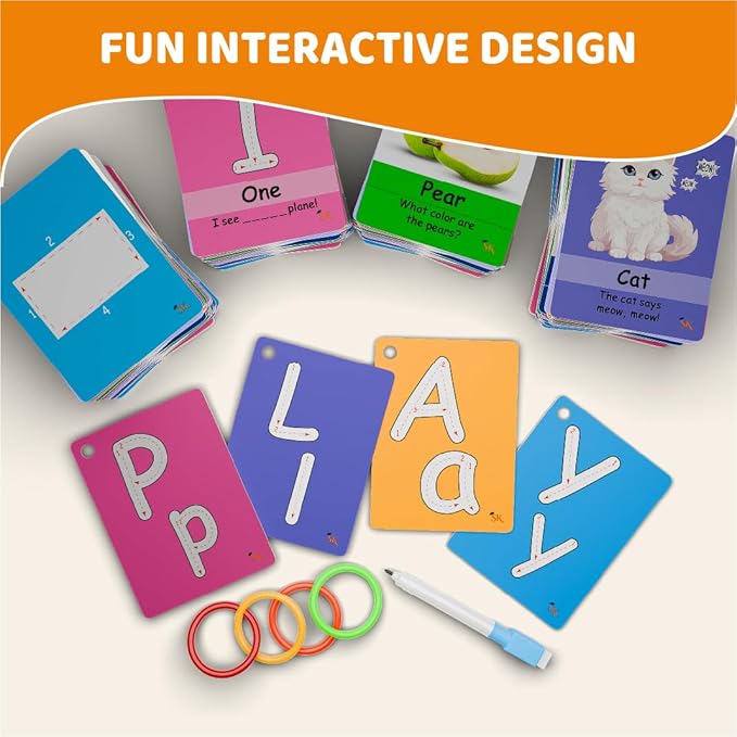 ABC Flash Cards for Toddlers 1-4 - Learning Phonics Alphabet Baby Flashcards - Preschool Sight First Words Numbers Colors Objects for Kindergarten