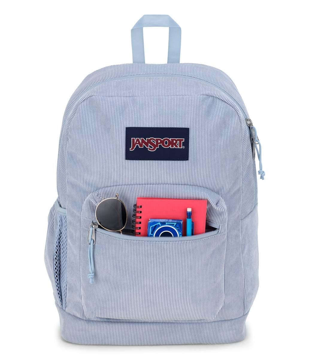 JanSport Cross Town Plus Remix Backpack - Padded Back Panel, Laptop Sleeve, and Front Pocket Organizer - Blue Dusk Corduroy