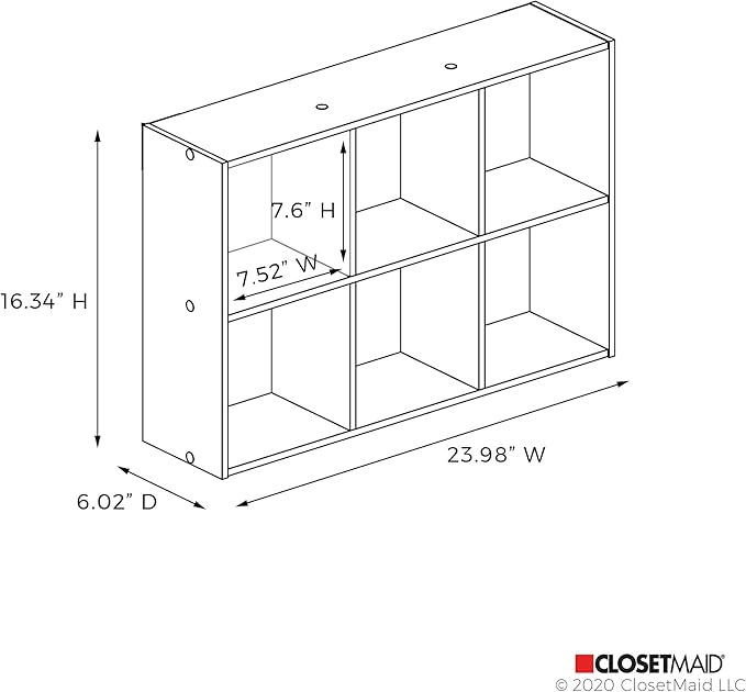 ClosetMaid 5430 Mini 6-Cube Desktop or Wall Mount Organizer, Bleached Walnut