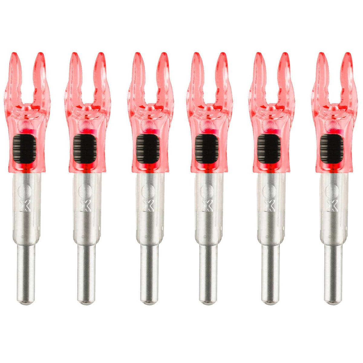 LEANPRO 6Pack Lighted Nocks for Arrows .204".233".244".246" Inside Diameter Lighted (X Lighted Nocks with ON/Off Switch, Red)