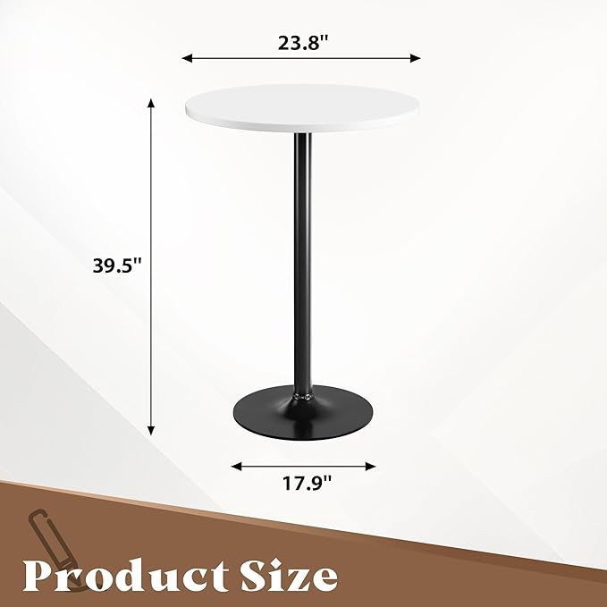 Homall Round Dining Table Bistro Pub 23.8 x 39.5 Inches Bar Table for Kitchen, Dining Room (2, White-Black)