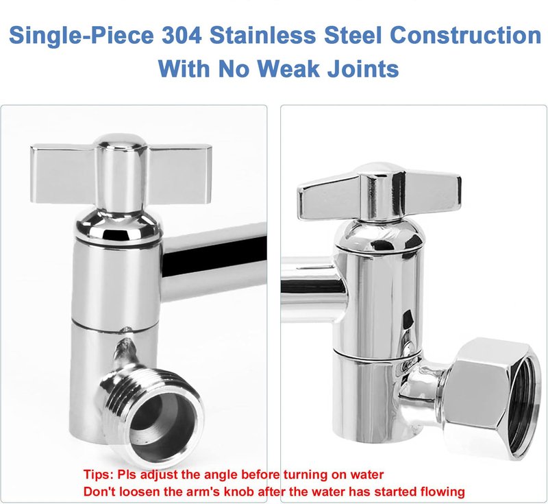NearMoon Adjustable Shower Arm Universal Connection, Extension Arm, Adjust Angle to Upgrade Shower Experience, Easy to Install, Anti-leak (11 Inch, Chrome Finish)