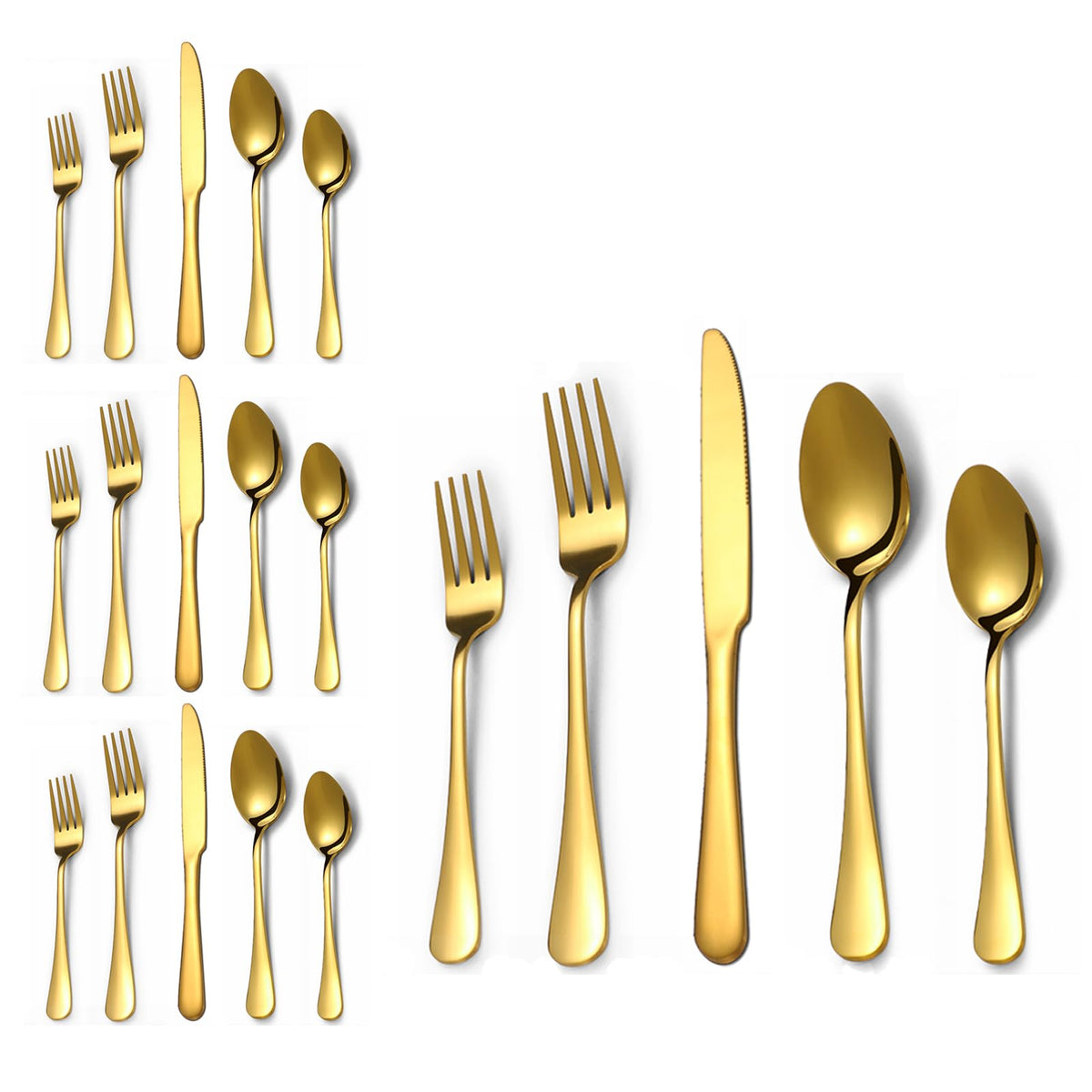 Gold Silverware Set,50-Piece Stainless Steel Flatware Set for 10