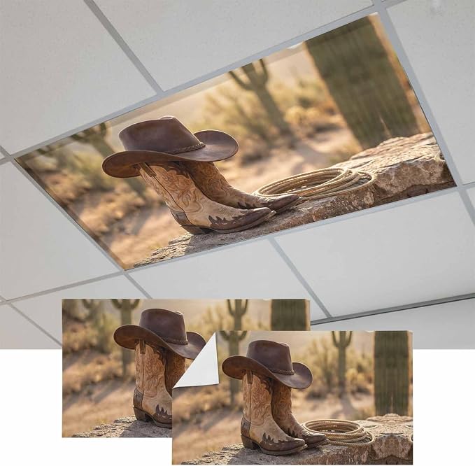 Fluorescent Light Covers, Cowboy Western Magnetic Light Covers