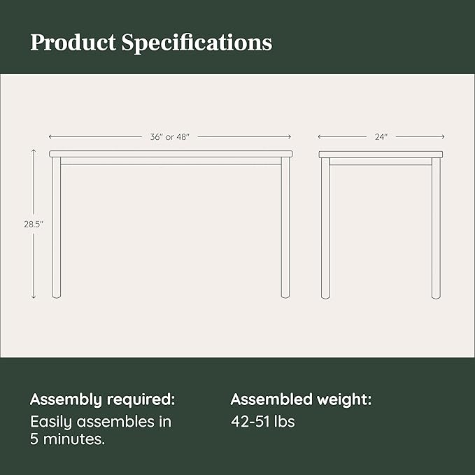 Branch Daily Desk - Functional at Home Office Desk with Effortless Assembly, Timeless Design, Rounded Corners, and Built-in Cable Notch - 48” W x 28.5” H x 24” D - Walnut Work Table