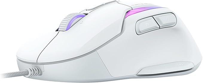 Turtle Beach Kone II Wired RGB Gaming Mouse, 26000 DPI Optical Sensor, 100M Click Life Optical Switches, 23 Customizable Inputs, Ergonomic Design, 4D Scroll Wheel, Pure PTFE Glides – Arctic White