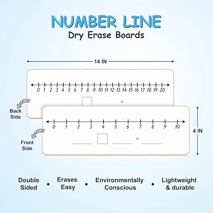 Dry Erase Number Line Whiteboard 4”x12”Double Sided White Board Featuring 0-10 Number Line On One Side 0-20 On The，Dry Erase Board for Kids Number Lines for Students Math Manipulatives