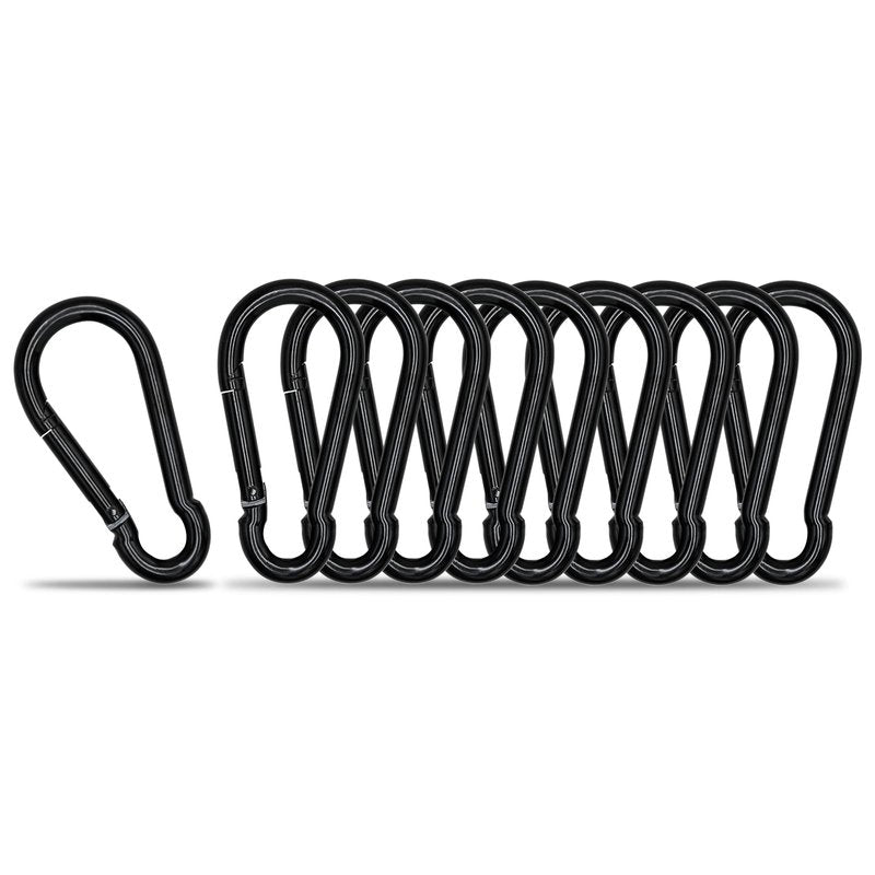 Small Carabiner Clip Hook, 1.57 inch 10 pcs Black Heavy Duty Spring Snap Hook Key Chain, Carabiners Clips for Outdoor Camping, Swing Set, Hammock, Hiking Travel, Fishing, Quick Link Keychain