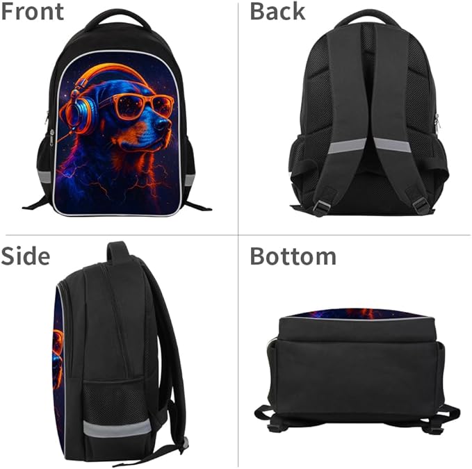 School Backpack for Boys 17" Boys Backpack for Kids Children Teens Elementary Middle School - Students Bookbag Ages 6-18 Travel Back Pack Dog