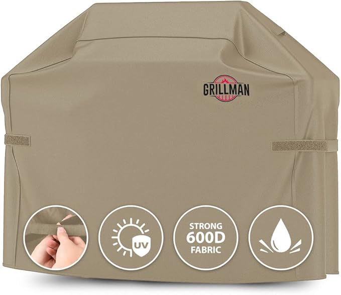 Grill Cover by Grillman, Tan, 72 Inch, BBQ Outdoor Grill Covers, Charcoal & Gas Grills, Waterproof, Rip-Proof, Weather-Resistant, Anti-UV, Barbecue Cover for Weber, Genesis, Charbroil, Nexgrill, etc