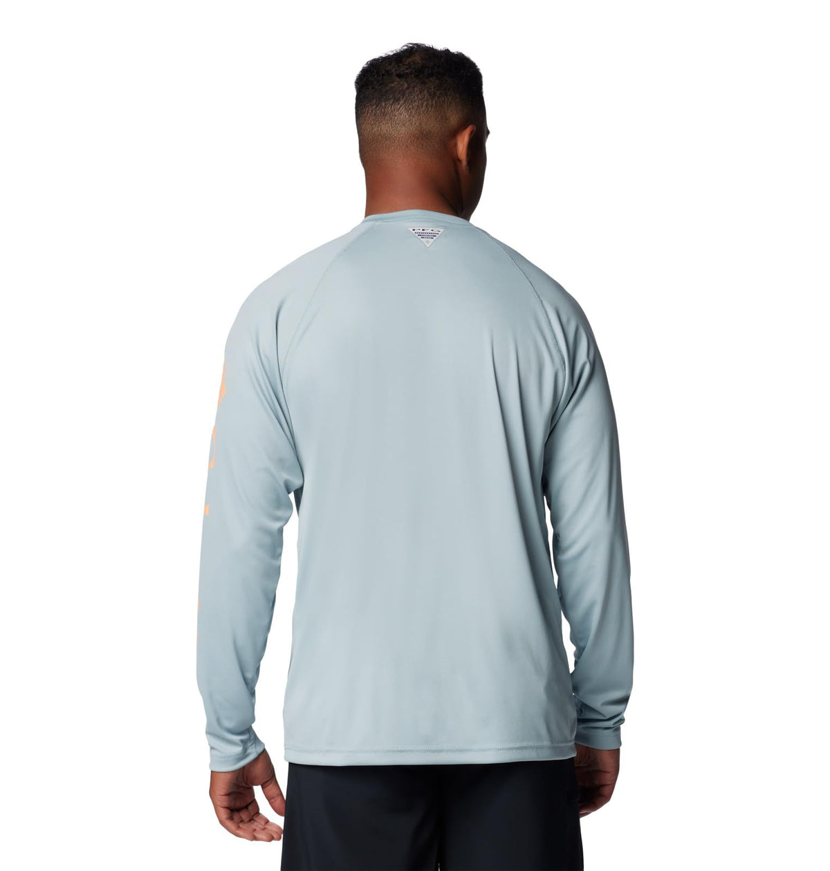 Columbia Men's PFG Terminal Tackle Long Sleeve Fishing Shirt, Crushed Blue/Bright Nectar Logo, 1X