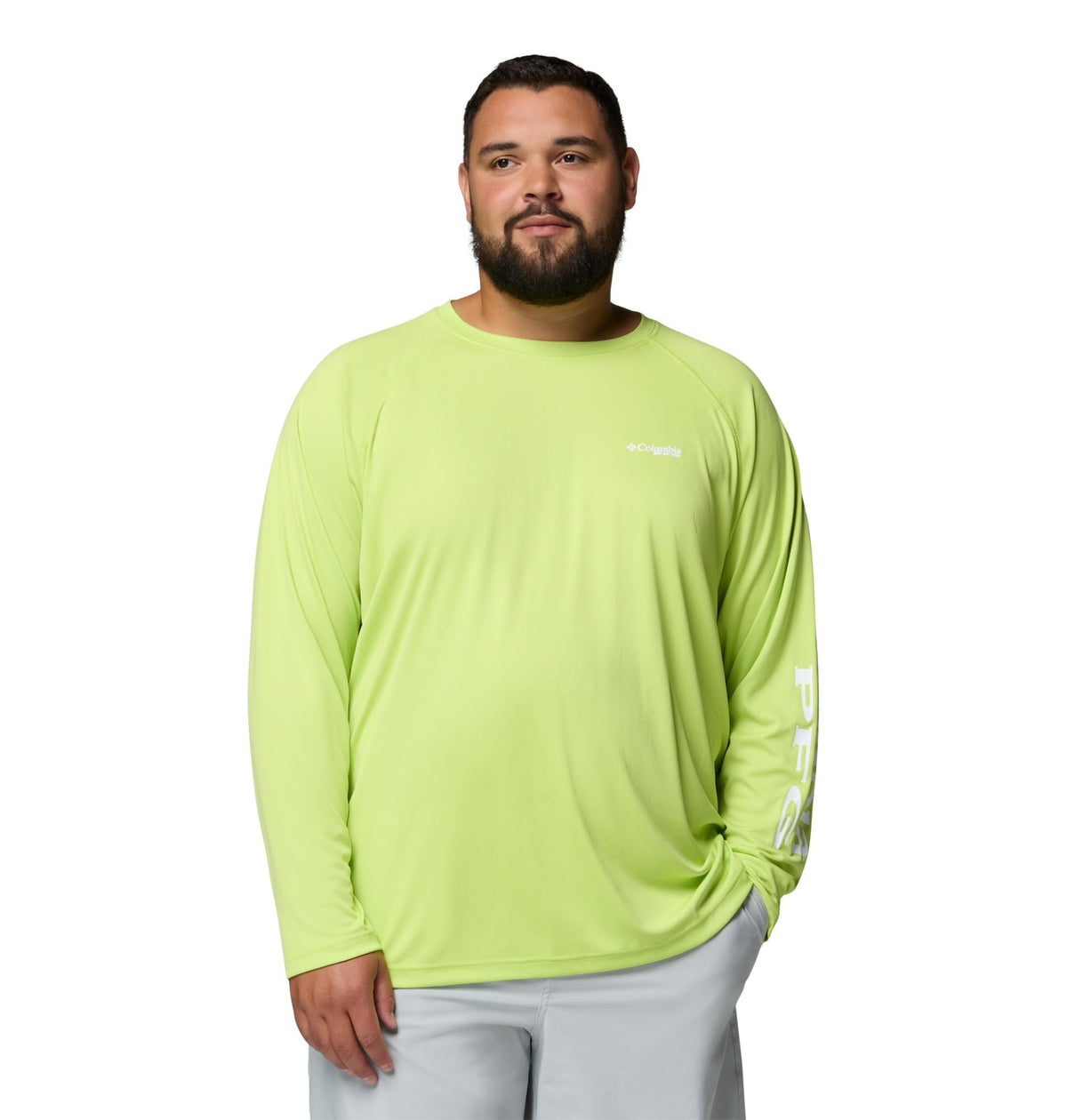 Columbia Men's PFG Terminal Tackle Long Sleeve Fishing Shirt, Voltage/White Logo, 2X