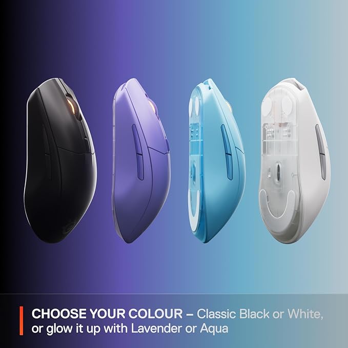 SteelSeries Rival 3 Wireless Gen 2 Gaming Mouse — 2.4GHz and Bluetooth — 18000 DPI TrueMove Air Optical Sensor — 60 Million Click Durability — Light-Weight — 100% PTFE Feet — Aqua
