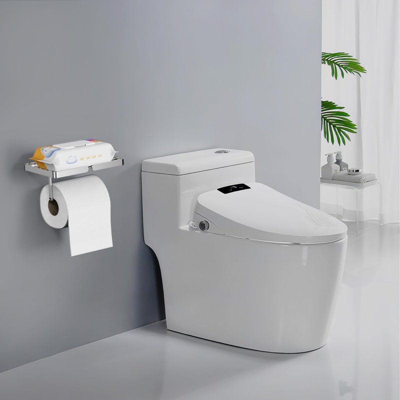 Toilet Paper Holder with Wipes Holder, Self Adhesive Toilet Rolls Holder Without Drilling, Rustproof Stainless Steel