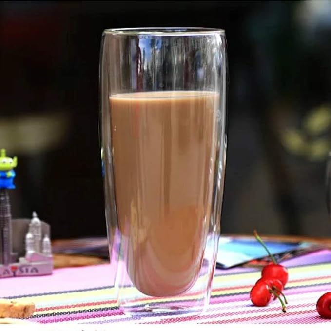 Asng Glass Coffee Mugs, Double Wall Insulated Thermal Cups Drinking Glasses For Tea/Coffee/Latte/Cappucino/Cafe/Milk (650ML/22oz-2PACK)