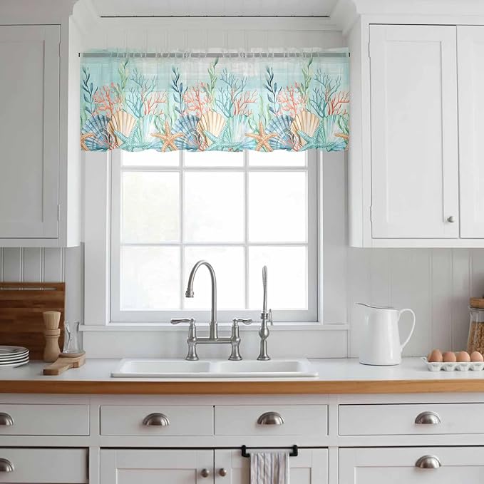 Summer Beach Sheer Valance Curtains