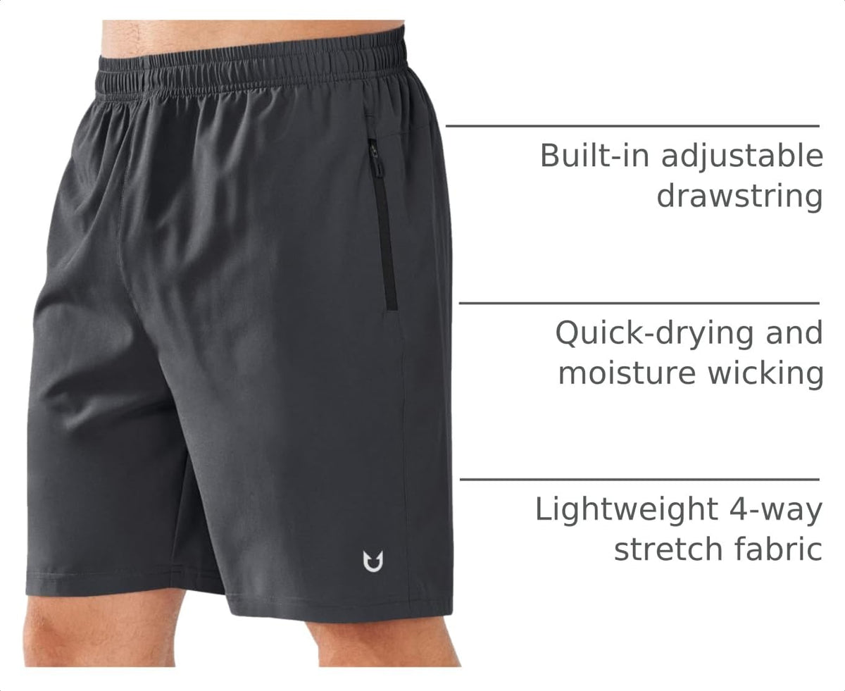 NORTHYARD Men's Athletic Running Shorts Quick Dry Lightweight Zip Pockets