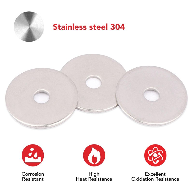 AOKOLL #10 x 1 Fender Washers 304 Stainless Steel Flat Washers Universal Metal Washers (#10 x 1 50PCS)