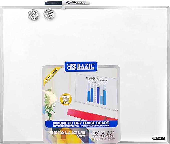 BAZIC 16" X 20" Aluminium Framed Magnetic Dry Erase Board