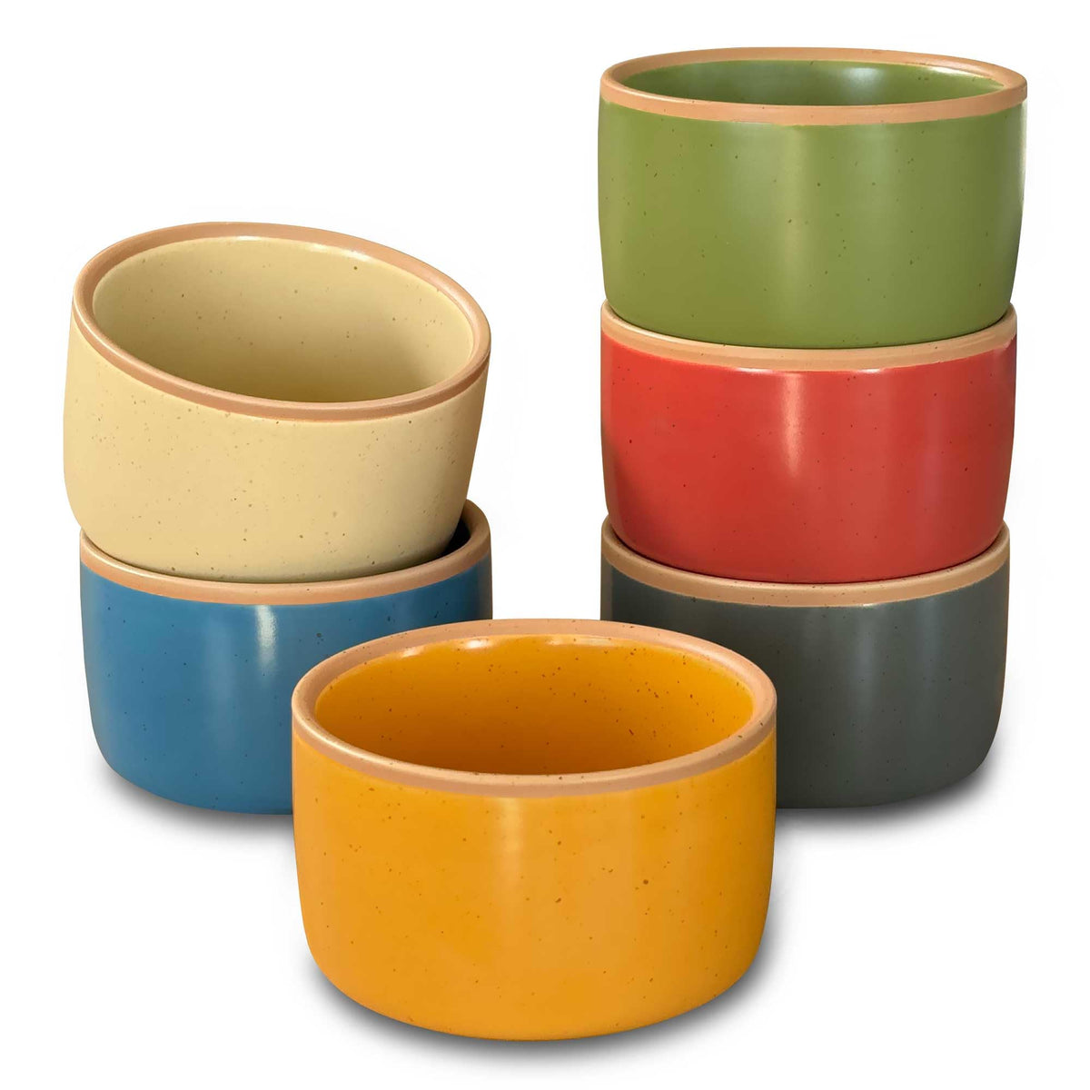 Mora 6oz Ceramic Ramekins, Set of 6 - Oven Safe Baking Dishes for Pudding, Creme Brulee, Souffle, Dip, Custard, Ice Cream