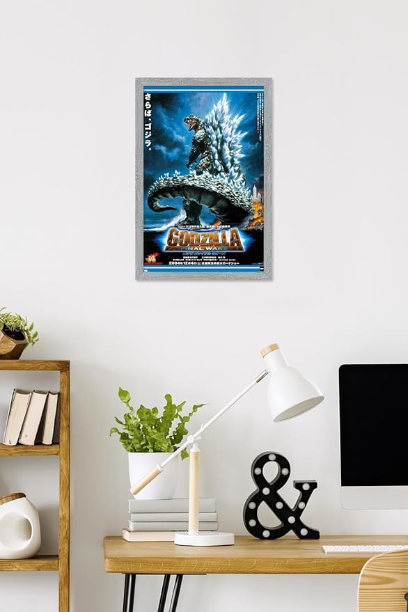 Godzilla: Final Wars - One Sheet Wall Poster, 22.4L" x 14.7W", Gray Framed Version