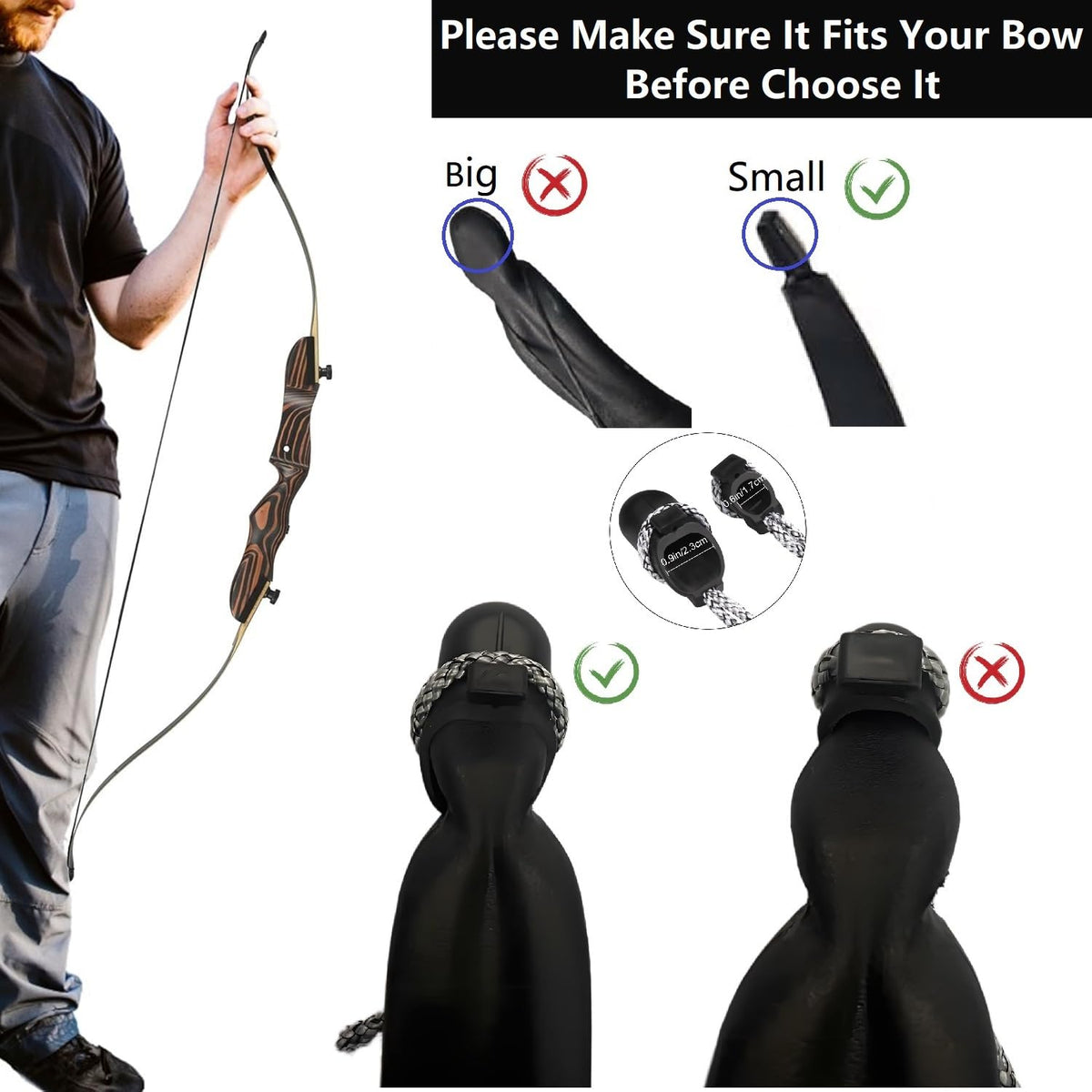 AHOSOUTLY Archery Bow Stringer Tool for Recurve Bow& Longbow- Heavy-Duty Nylon Archery Bow Stringer Portable Safety Stringing Accessories