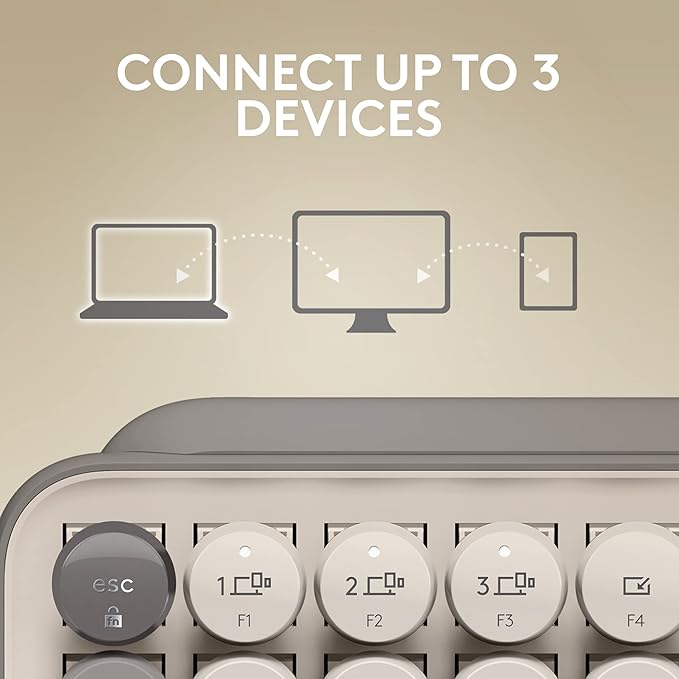 Logitech POP Keys Mechanical Wireless Keyboard with Customizable Emoji Keys, Durable Compact Design, Bluetooth or USB Connectivity, Multi-Device, OS Compatible - Mist