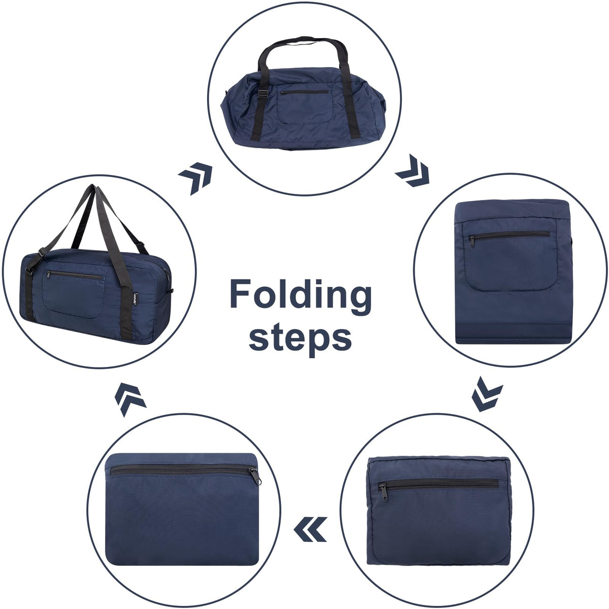 HOLYLUCK Foldable Travel Duffel Bag For Women & Men Luggage Great for Gym - large navy blue