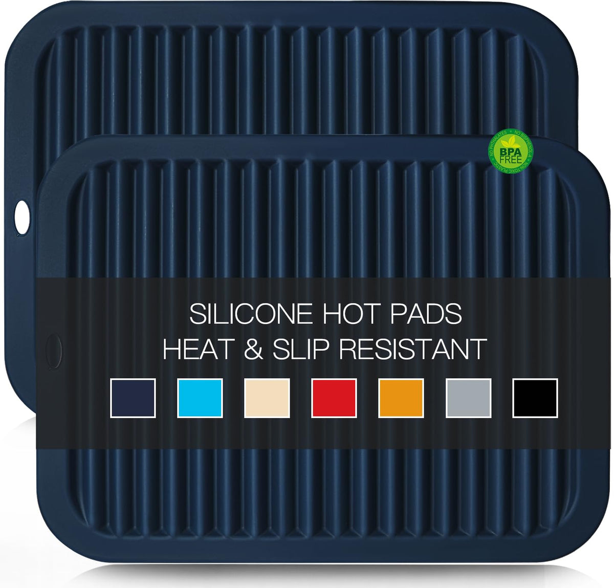 Silicone Trivets for Hot Pots and Pans, 3 Pack Heat Resistant Pot Holders for kitchen Large Silicone Trivet Mat for Hot Dishes, Black Hot Pads for Kitchen Counter, Hot Mats Spoon Rest, 9 * 12 Inches