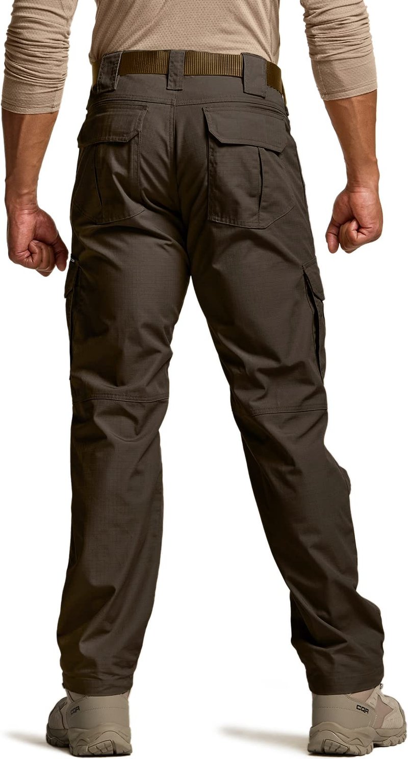 CQR Men's Tactical Pants, Water Resistant Ripstop Cargo Pants, Lightweight EDC Work Hiking Pants, Outdoor Apparel, Duratex Mag Pocket Dark Brown, 32W x 32L