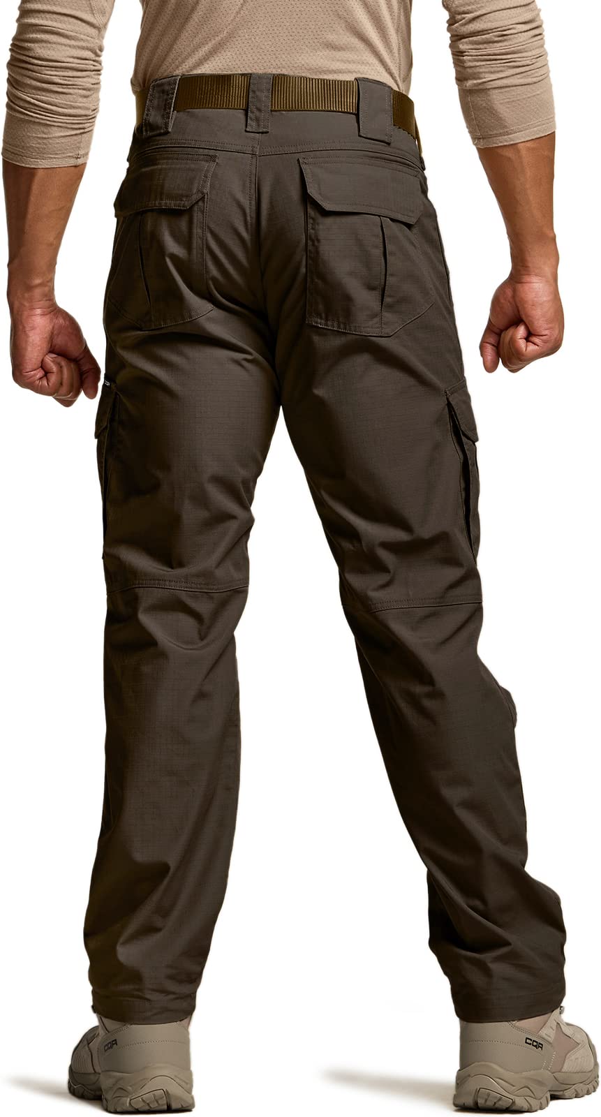 CQR Men's Tactical Pants, Water Resistant Ripstop Cargo Pants, Lightweight EDC Work Hiking Pants, Outdoor Apparel, Duratex Mag Pocket Dark Brown, 36W x 30L