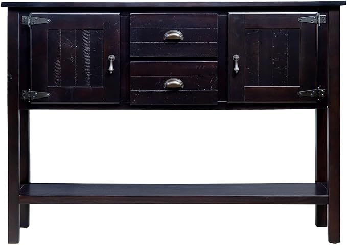 LKTART Solid Wood Farmhouse Console Table,Sofa Table with Storage Drawers and Shelves,Entryway Table for Entry Hallway Foyer Sofa Side Table,Easy Assembled(48" Espresso)