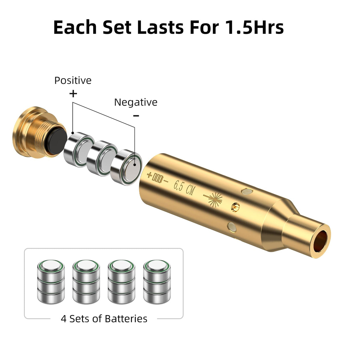 EZshoot 6.5 Laser Bore Sight Red Laser for 6.5 CM Bore Sight Rem Gauge Laser Boresighter with 4 Sets of Batteries