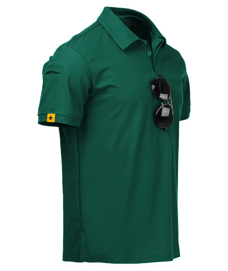 ZITY Mens Polo Shirt Short Sleeve Sports Tactical T-Shirt Athletic Golf Polos Daily Casual Stylish Collared Shirts for Men Forest Green 4X-Large