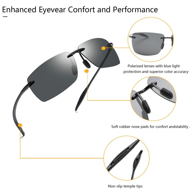 PEEPAI Polarized Sunglasses for Men and Women, Lightweight and Durable Sports Sunglasses with UV Protection for Driving Fishing Golf - Black