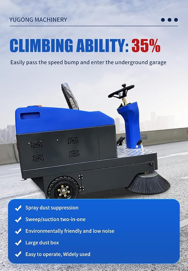 Electric Road Sweeper, Industrial Plant Sweeper, Heavy-Duty Floor Cleaner