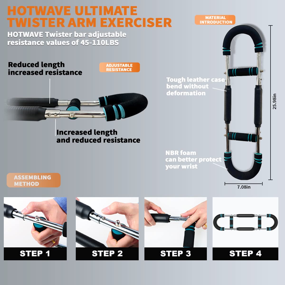 HOTWAVE Twister Arm Trainer,Chest Workout Equipment,Portable Home Equipment