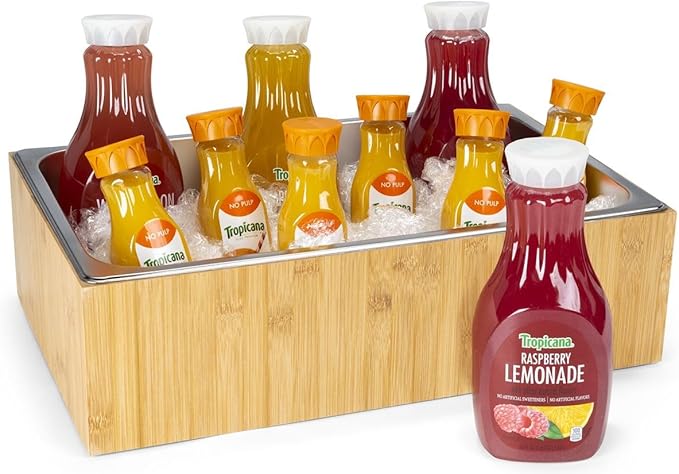Displays2go 21" x 6.5" Ice Housing Tray, Bamboo
