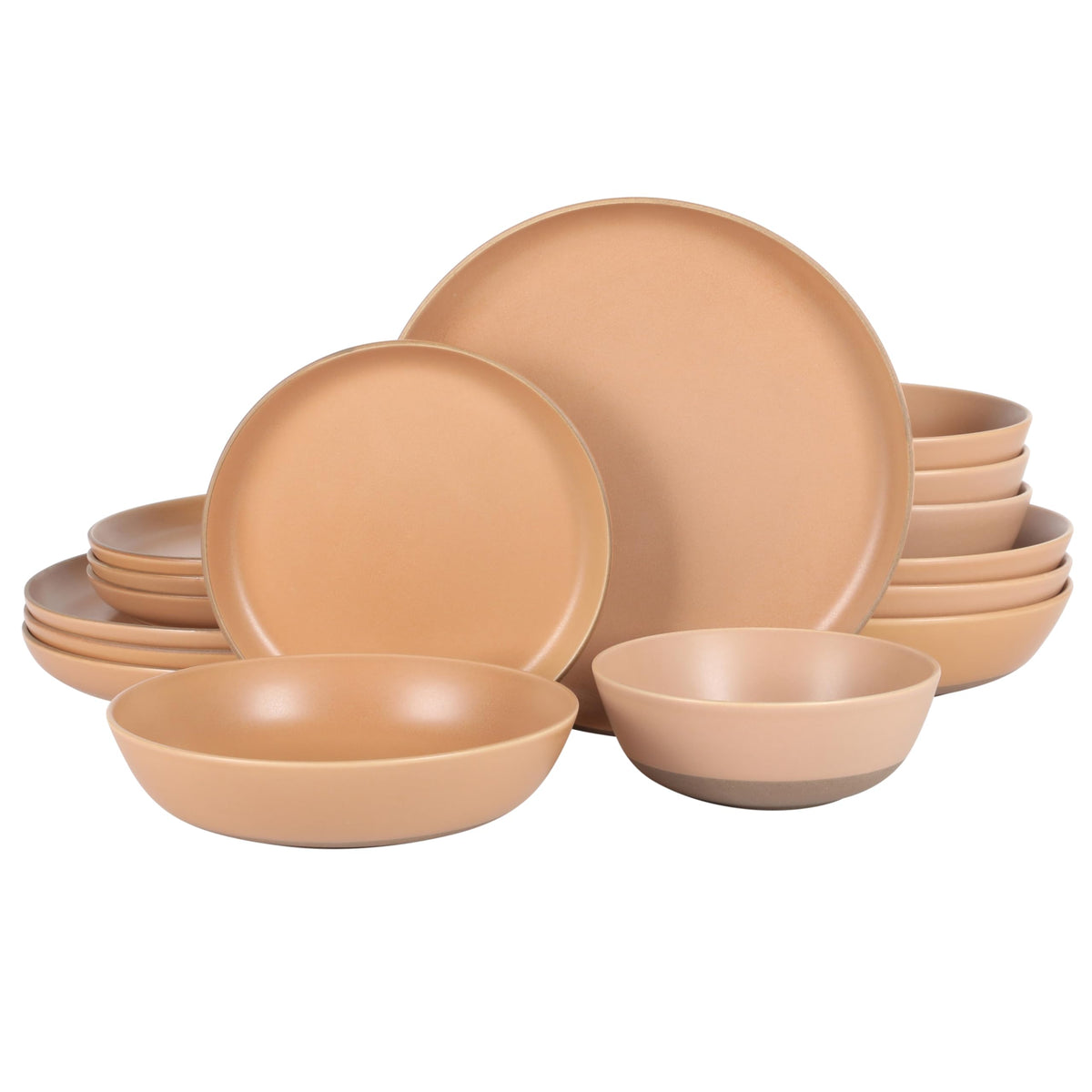 Gibson Elite Echo Bay 12 Piece Porcelain Reactive Glaze (Service for 4) Ceramic Plates and Bowls Modern Stackable Dinnerware Set - Blue